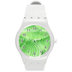 Wave Concentric Circle Green Round Plastic Sport Watch (m)