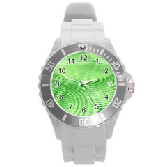 Wave Concentric Circle Green Round Plastic Sport Watch (l)