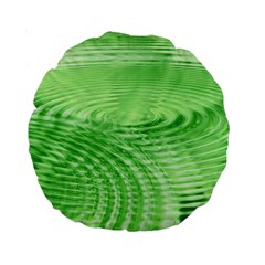 Wave Concentric Circle Green Standard 15  Premium Round Cushions