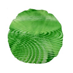 Wave Concentric Circle Green Standard 15  Premium Flano Round Cushions