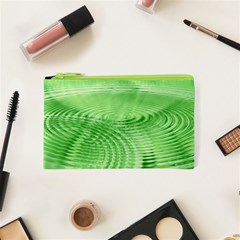 Wave Concentric Circle Green Cosmetic Bag (xs) by HermanTelo