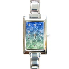 Water Blue Transparent Crystal Rectangle Italian Charm Watch