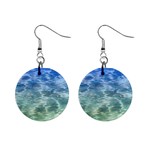 Water Blue Transparent Crystal Mini Button Earrings Front