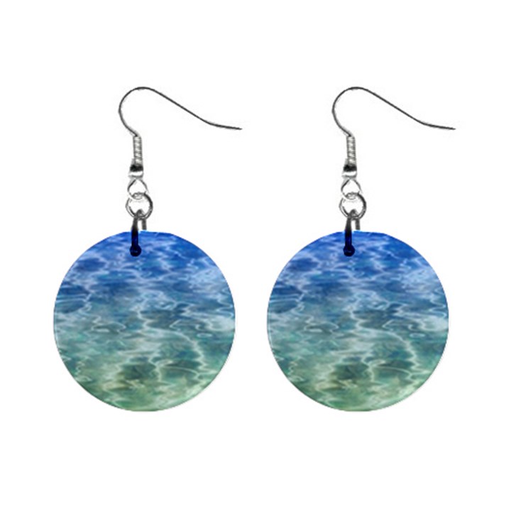 Water Blue Transparent Crystal Mini Button Earrings