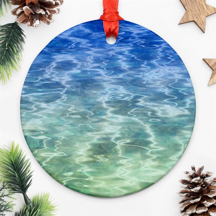 Water Blue Transparent Crystal Round Ornament (Two Sides)