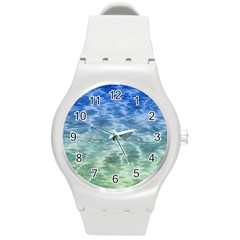 Water Blue Transparent Crystal Round Plastic Sport Watch (M)