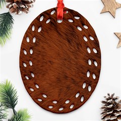 Fur Skin Bear Oval Filigree Ornament (two Sides)