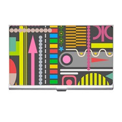 Pattern Geometric Abstract Colorful Arrows Lines Circles Triangles Business Card Holder by Vaneshart