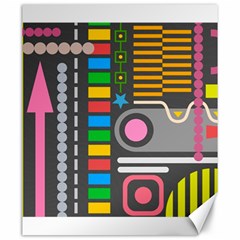 Pattern Geometric Abstract Colorful Arrows Lines Circles Triangles Canvas 20  X 24  by Vaneshart