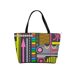 Pattern Geometric Abstract Colorful Arrows Lines Circles Triangles Classic Shoulder Handbag by Vaneshart