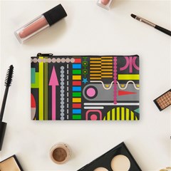 Pattern Geometric Abstract Colorful Arrows Lines Circles Triangles Cosmetic Bag (small) by Vaneshart