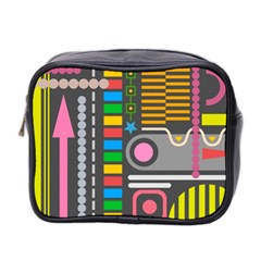 Pattern Geometric Abstract Colorful Arrows Lines Circles Triangles Mini Toiletries Bag (two Sides) by Vaneshart