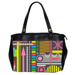 Pattern Geometric Abstract Colorful Arrows Lines Circles Triangles Oversize Office Handbag (2 Sides) by Vaneshart