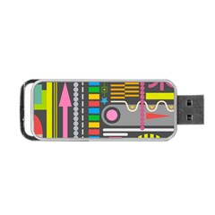 Pattern Geometric Abstract Colorful Arrows Lines Circles Triangles Portable Usb Flash (one Side) by Vaneshart