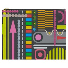 Pattern Geometric Abstract Colorful Arrows Lines Circles Triangles Cosmetic Bag (xxxl) by Vaneshart