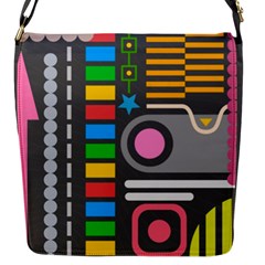 Pattern Geometric Abstract Colorful Arrows Lines Circles Triangles Flap Closure Messenger Bag (s) by Vaneshart