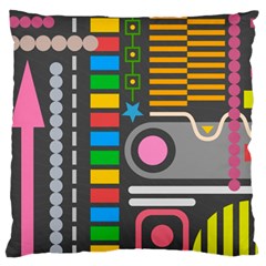 Pattern Geometric Abstract Colorful Arrows Lines Circles Triangles Large Flano Cushion Case (two Sides) by Vaneshart