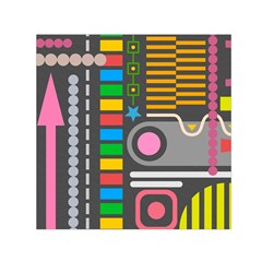 Pattern Geometric Abstract Colorful Arrows Lines Circles Triangles Small Satin Scarf (square) by Vaneshart