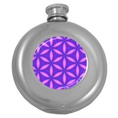 Pattern Texture Backgrounds Purple Round Hip Flask (5 Oz)