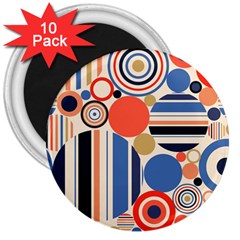 Geometric Abstract Pattern Colorful Flat Circles Decoration 3  Magnets (10 Pack)  by Vaneshart