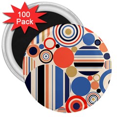 Geometric Abstract Pattern Colorful Flat Circles Decoration 3  Magnets (100 Pack) by Vaneshart