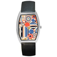 Geometric Abstract Pattern Colorful Flat Circles Decoration Barrel Style Metal Watch by Vaneshart