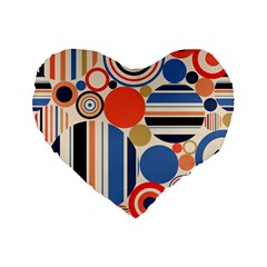 Geometric Abstract Pattern Colorful Flat Circles Decoration Standard 16  Premium Flano Heart Shape Cushions by Vaneshart