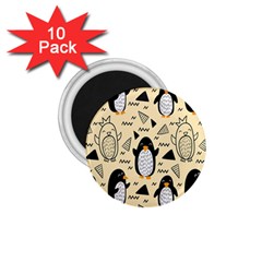 Hand Drawn Penguin Doodle Pattern 1.75  Magnets (10 pack) 