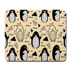 Hand Drawn Penguin Doodle Pattern Large Mousepads