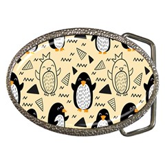 Hand Drawn Penguin Doodle Pattern Belt Buckles