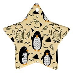 Hand Drawn Penguin Doodle Pattern Star Ornament (Two Sides)