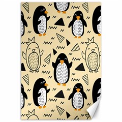 Hand Drawn Penguin Doodle Pattern Canvas 12  x 18 