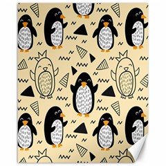 Hand Drawn Penguin Doodle Pattern Canvas 16  x 20 