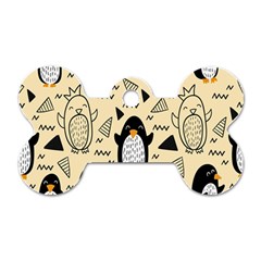 Hand Drawn Penguin Doodle Pattern Dog Tag Bone (Two Sides)