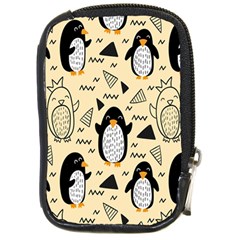 Hand Drawn Penguin Doodle Pattern Compact Camera Leather Case