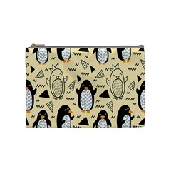 Hand Drawn Penguin Doodle Pattern Cosmetic Bag (Medium)