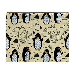 Hand Drawn Penguin Doodle Pattern Cosmetic Bag (XL)