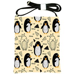 Hand Drawn Penguin Doodle Pattern Shoulder Sling Bag