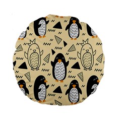 Hand Drawn Penguin Doodle Pattern Standard 15  Premium Round Cushions