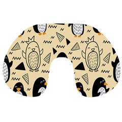 Hand Drawn Penguin Doodle Pattern Travel Neck Pillow