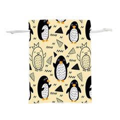 Hand Drawn Penguin Doodle Pattern Lightweight Drawstring Pouch (m) by Vaneshart