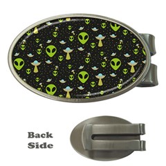 Alien Ufo Pattern Money Clips (oval)  by Vaneshart