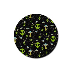 Alien Ufo Pattern Rubber Coaster (round)  by Vaneshart