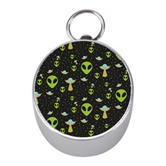 Alien Ufo Pattern Mini Silver Compasses by Vaneshart