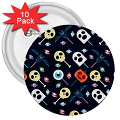 Halloween Candy Pattern Vector 3  Buttons (10 Pack)  by Vaneshart