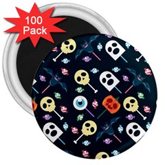 Halloween Candy Pattern Vector 3  Magnets (100 Pack) by Vaneshart