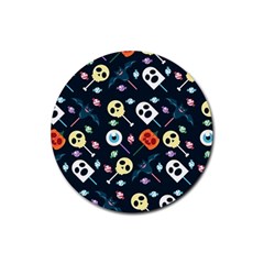 Halloween Candy Pattern Vector Rubber Round Coaster (4 Pack)  by Vaneshart