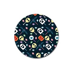 Halloween Candy Pattern Vector Magnet 3  (round) by Vaneshart