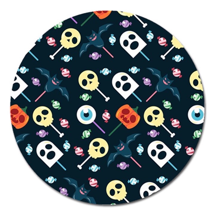 Halloween Candy Pattern Vector Magnet 5  (Round)