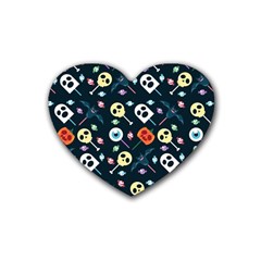 Halloween Candy Pattern Vector Rubber Coaster (heart)  by Vaneshart